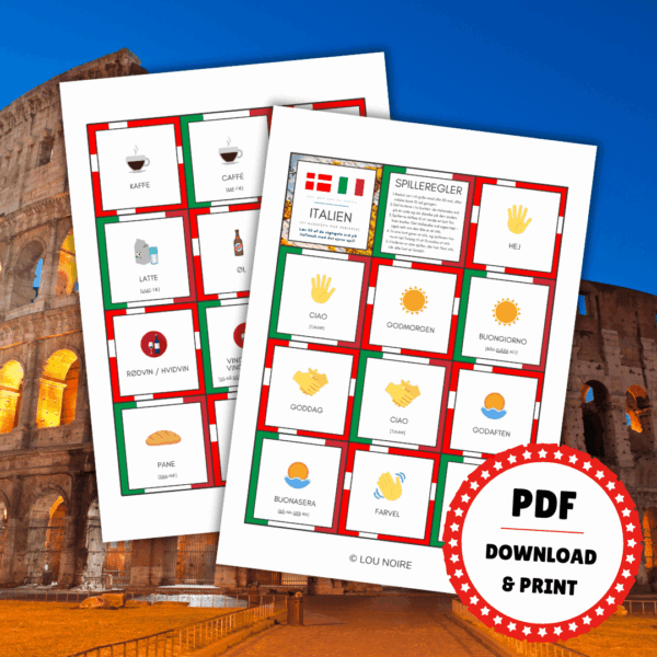 Lær italiensk - Spil med ord på ferien - Italien - Lou Noire Lær italiensk - Spil med ord på ferien - Italien - Lou Noire