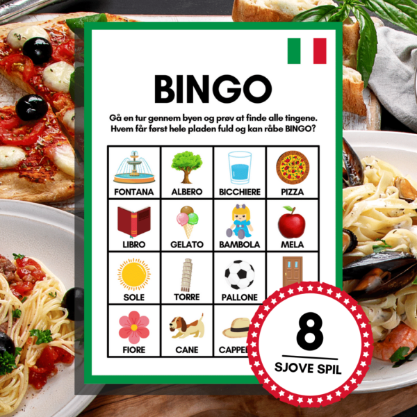 8 sjove spil til ferien i Italien - Lou Noire - Bingoplade print