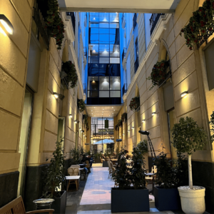 SidderUnderEnPalme - Hotel Hospes Amerigo - Atriumgård